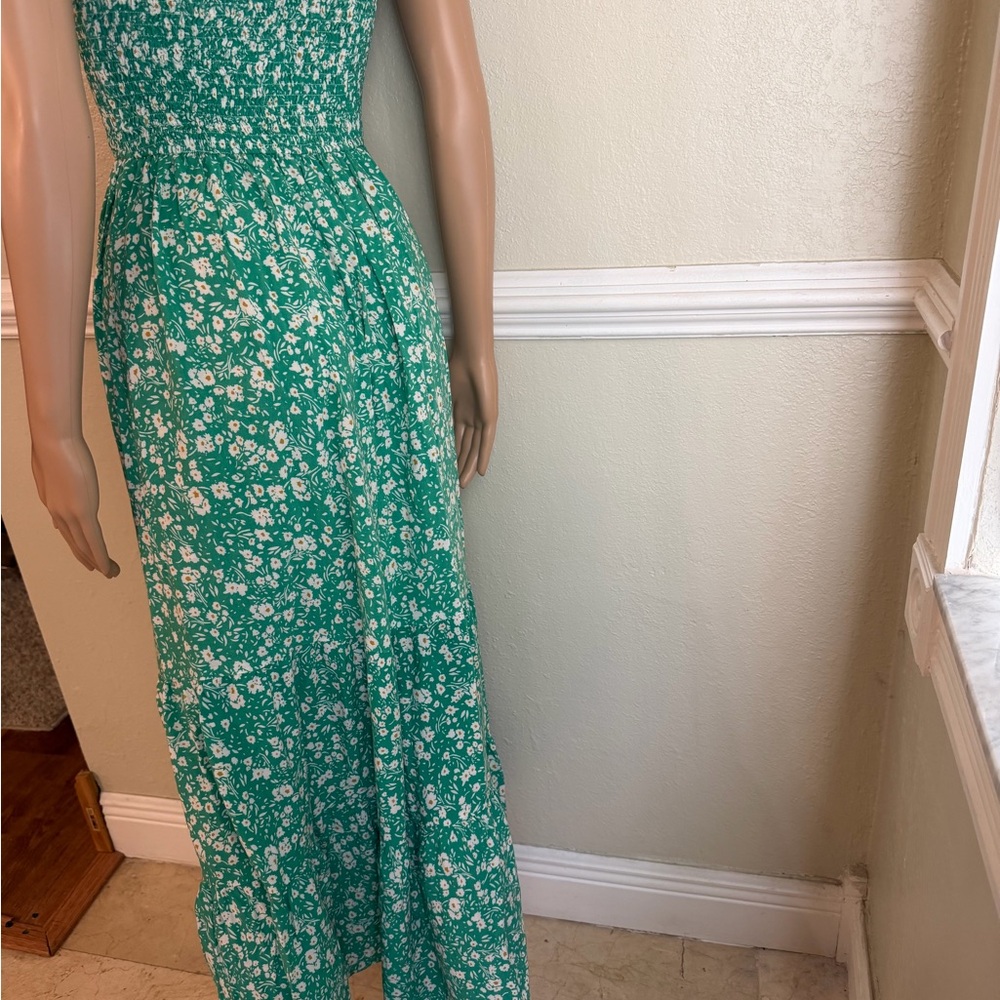 Zesica Floral Green Strapless Maxi Dress small - Picture 9 of 9